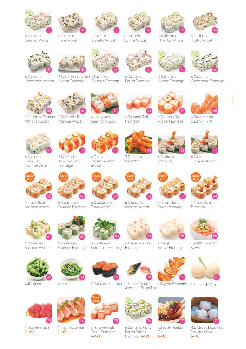 Menu de KOJI