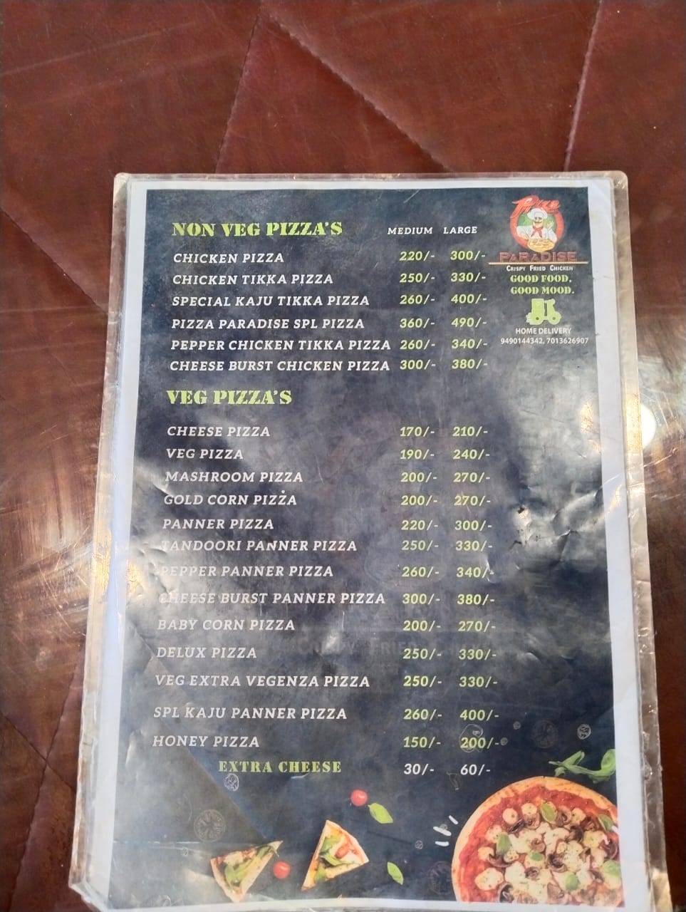 Pizza Paradise menu