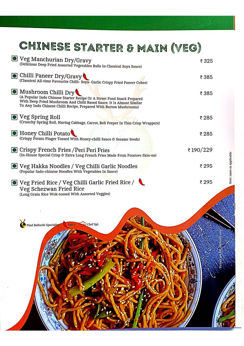 Pind Balluchi - Family Restaurant in Kanpur, Best Family Restaurant in kanpur menu