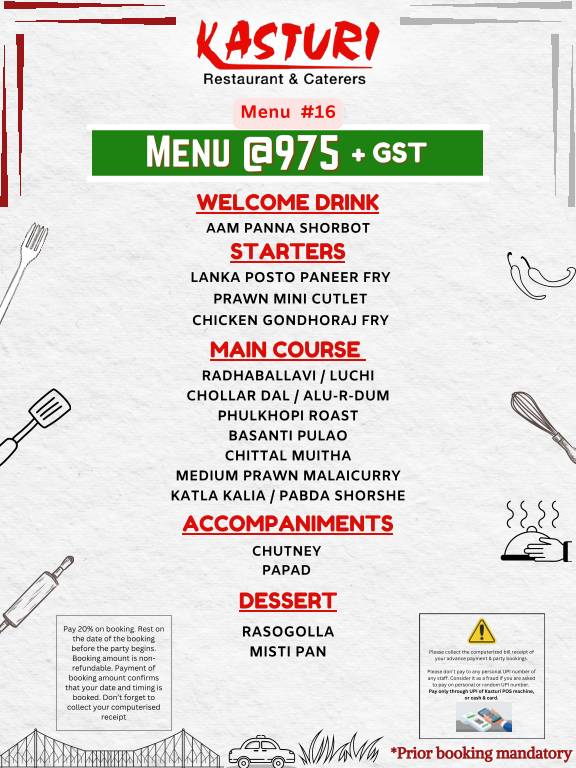 Kasturi Restaurant menu