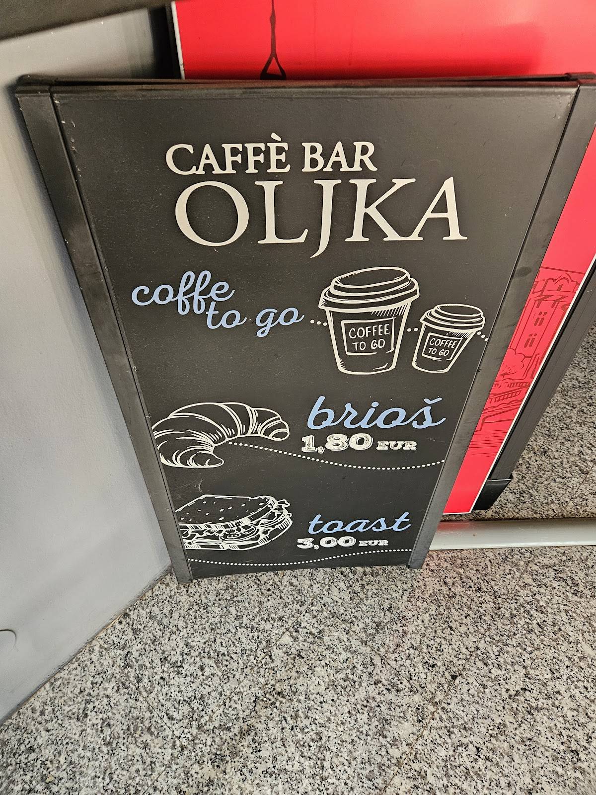 Menu di Kava bar "Oljka" 