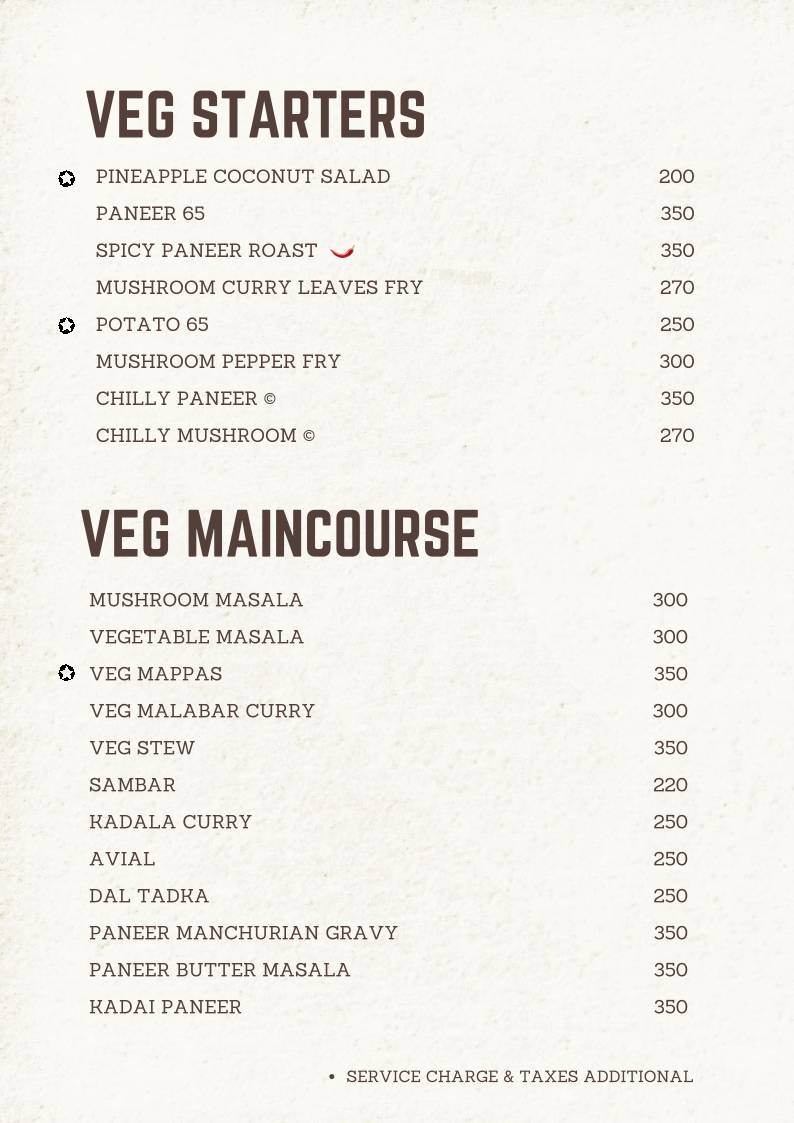 Kerala Cafe menu