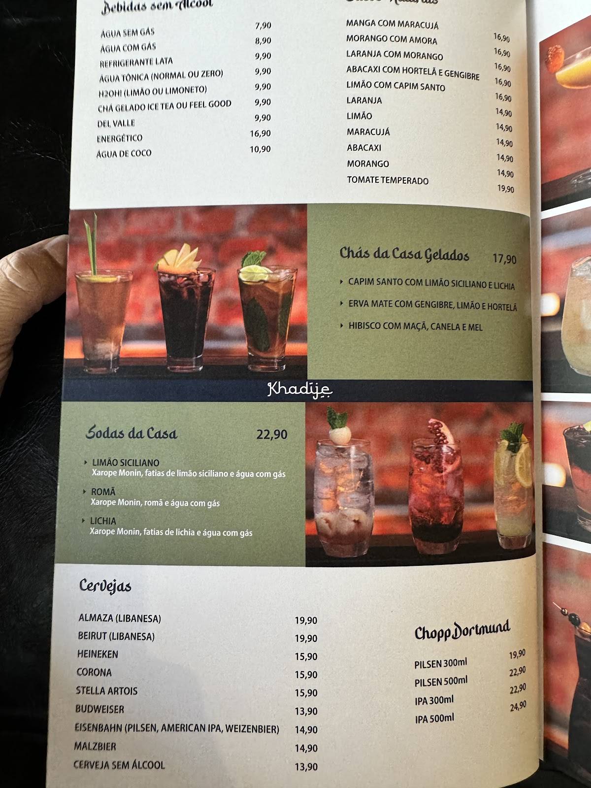 Khadije Comida Árabe cardápio