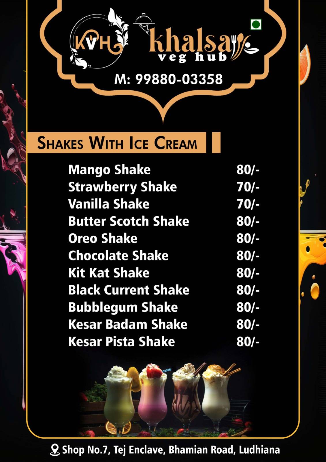 Khalsa veg. hub menu