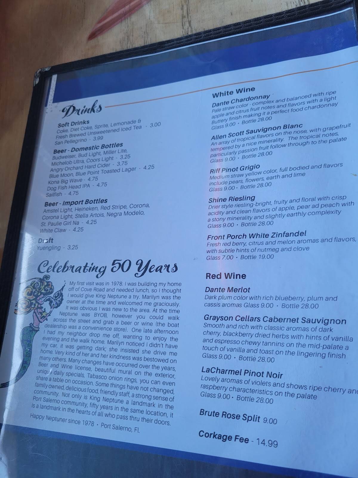 Menu at King Neptune Restaurant, Stuart