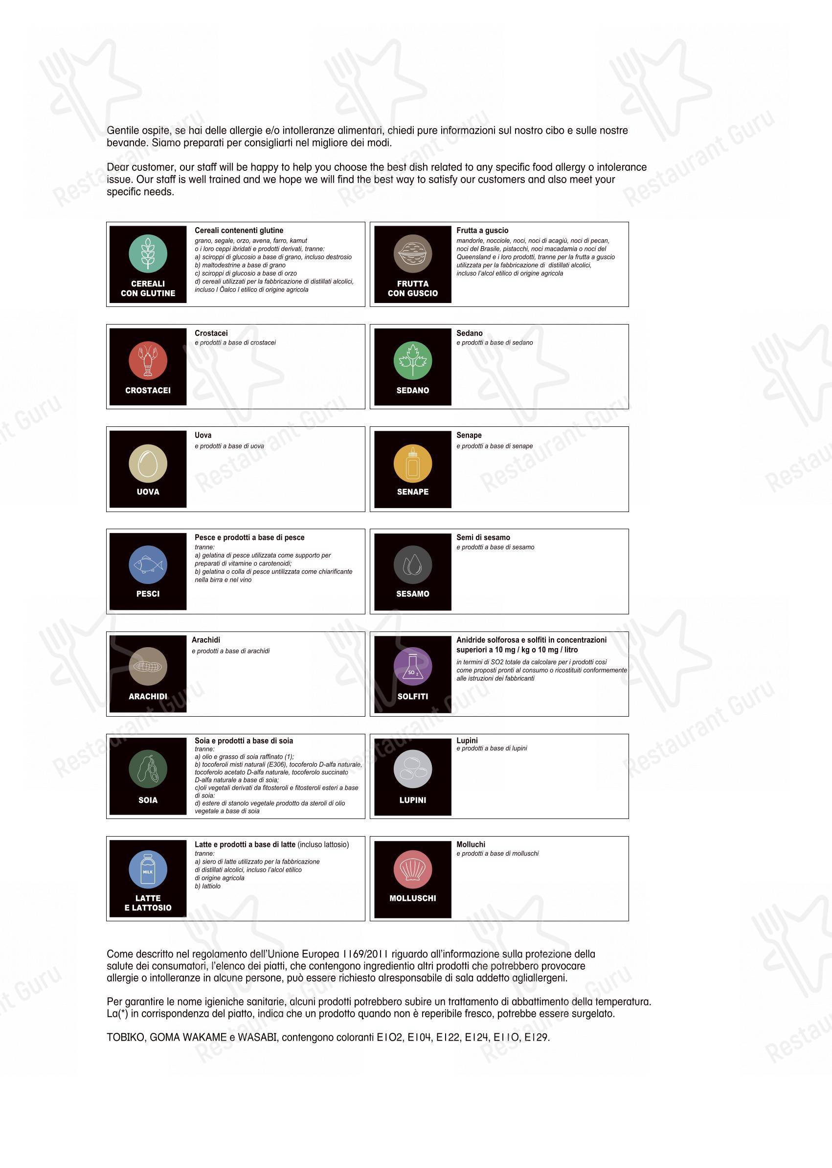Menu per Kirin ristorante