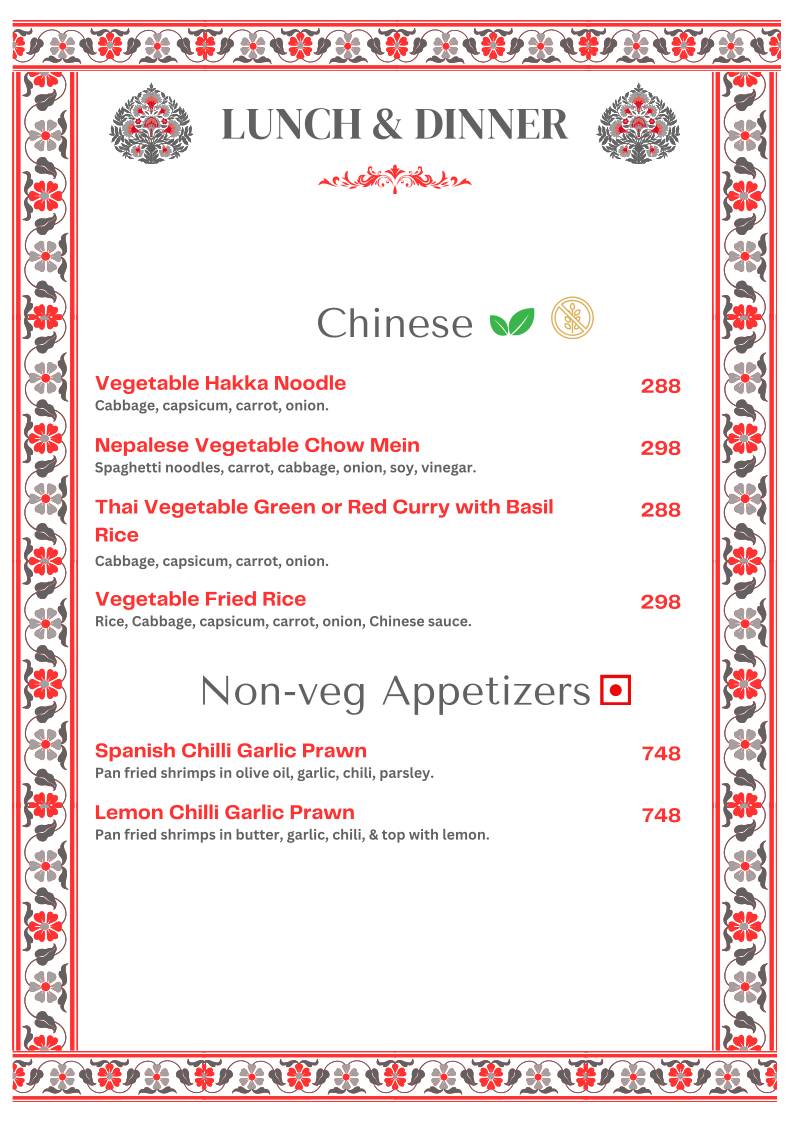 Kitchens of Mewar Restaurant menu