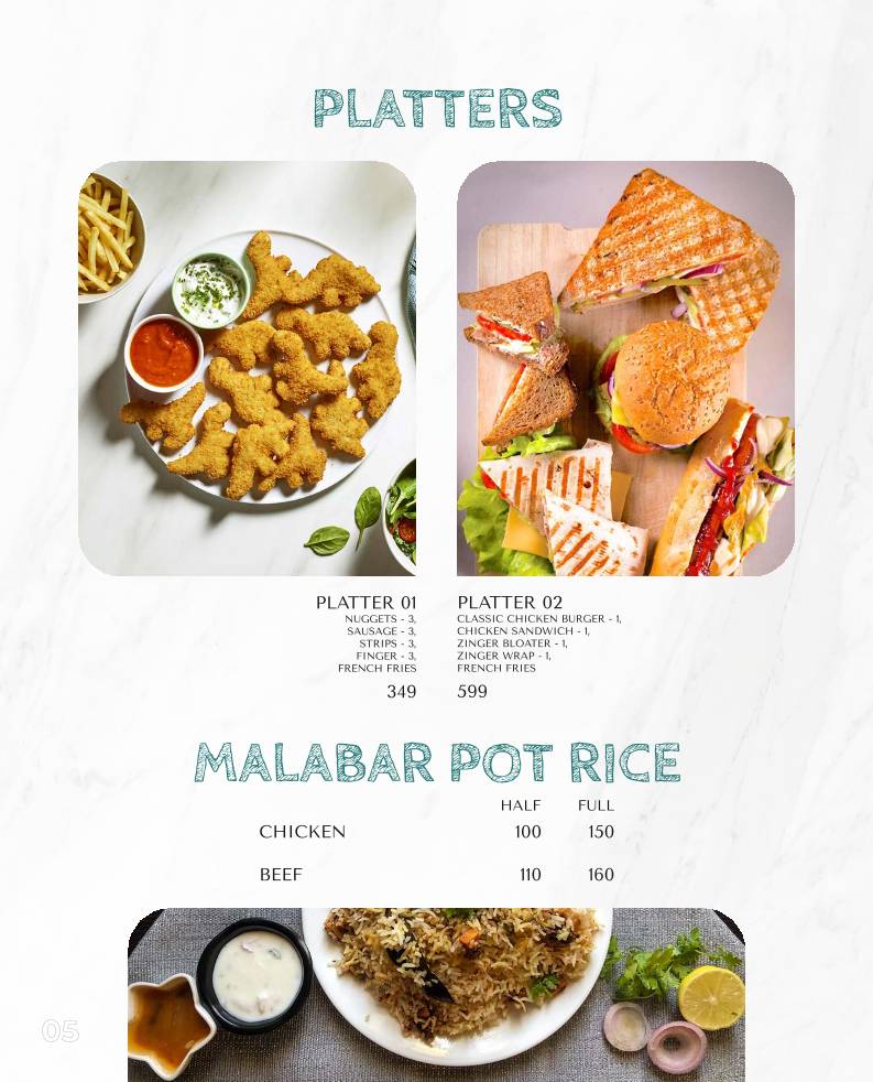 Kizza.cafe menu