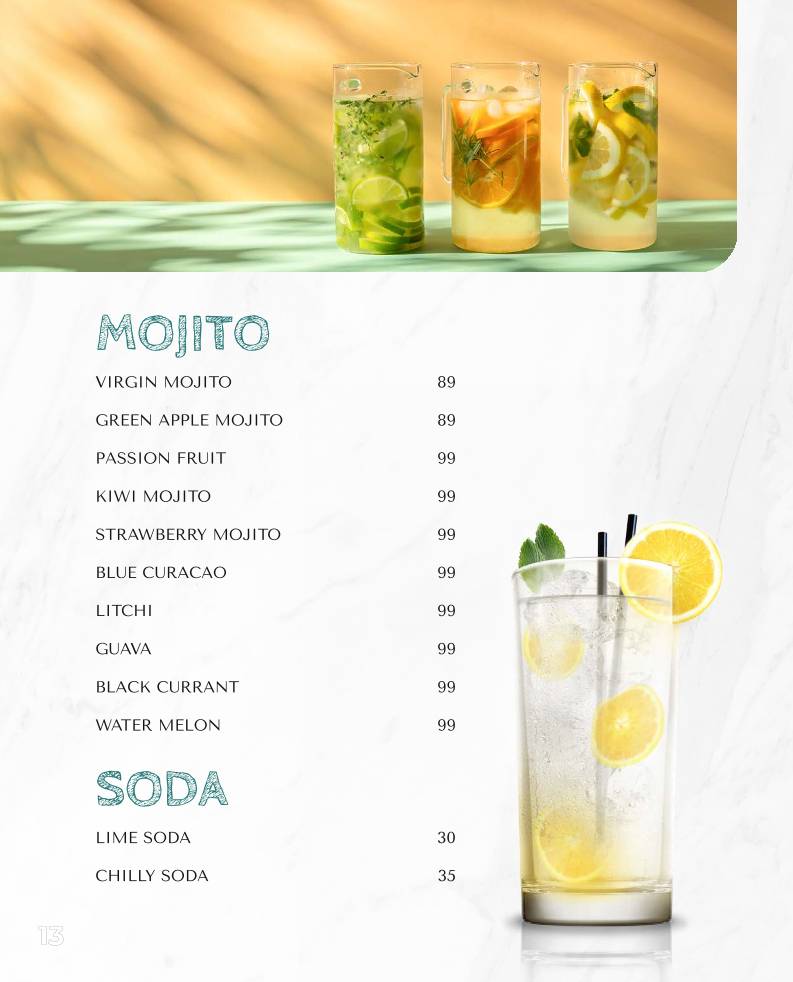 Kizza.cafe menu
