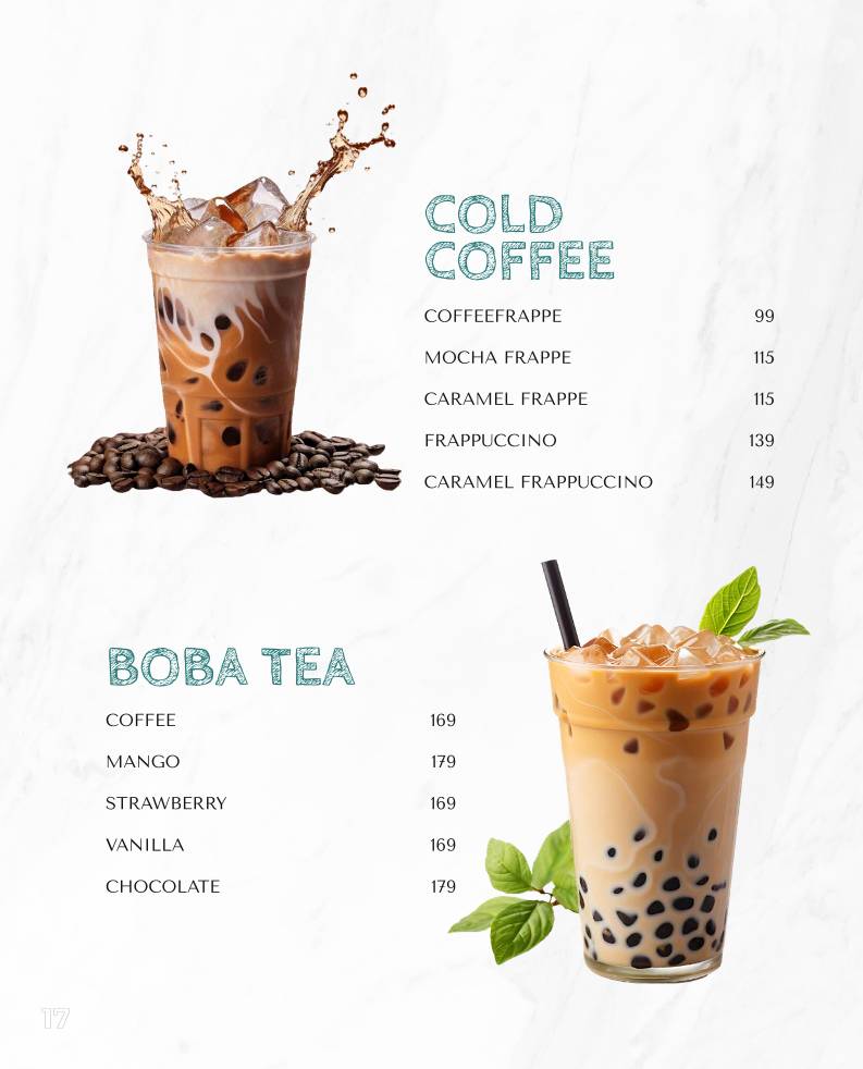 Kizza.cafe menu
