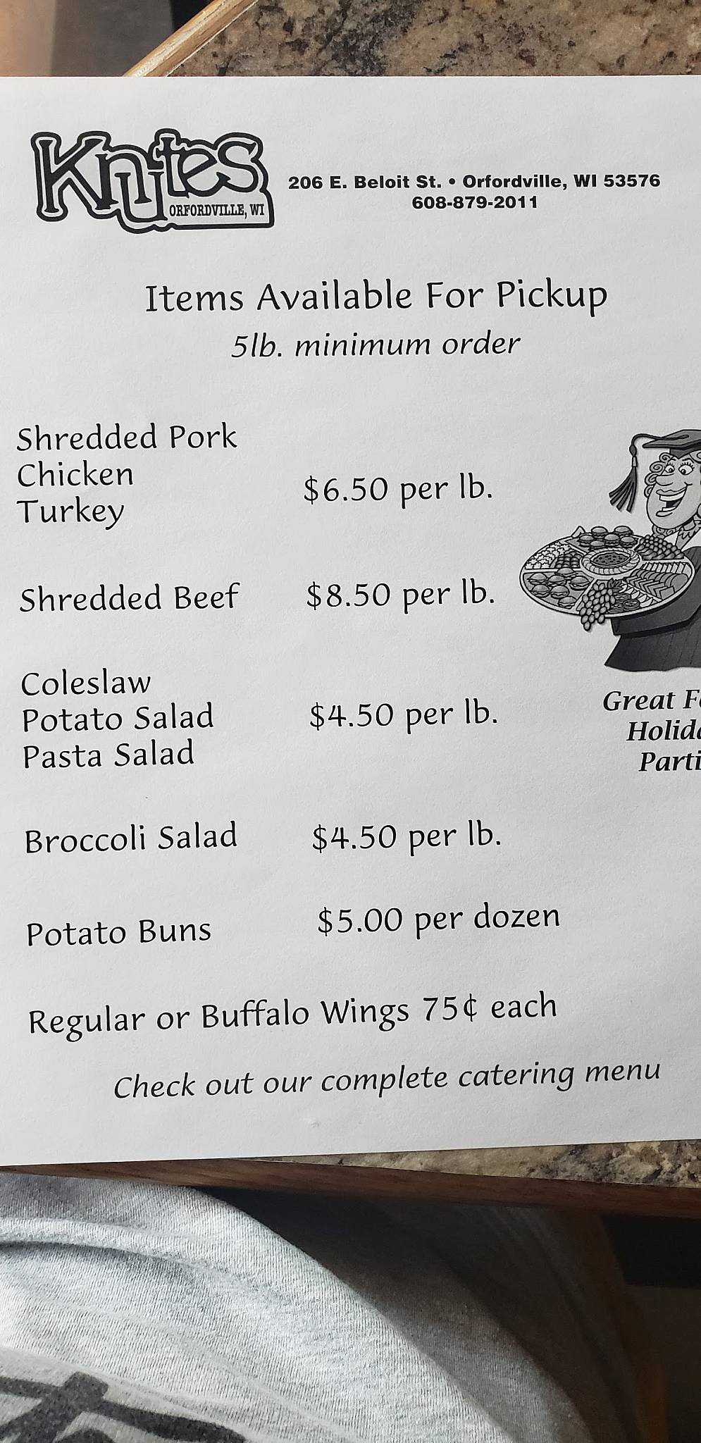 Menu at Knute's Bar & Grill, Orfordville