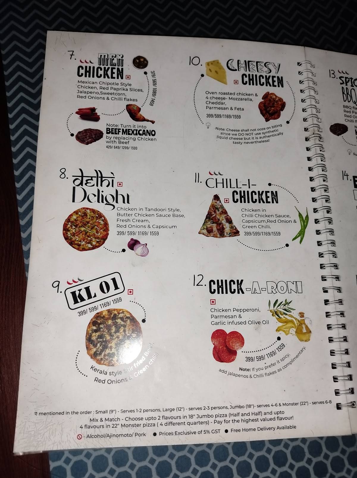 Sijis Pizza Street menu