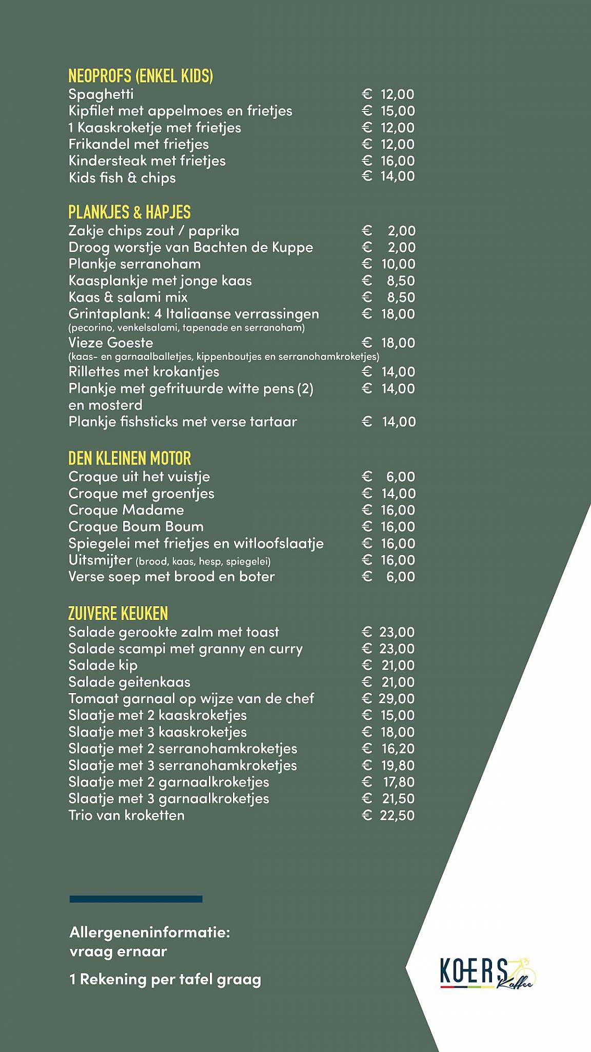 Menu de Koerskaffee