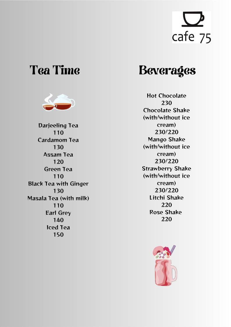 Cafe75 menu