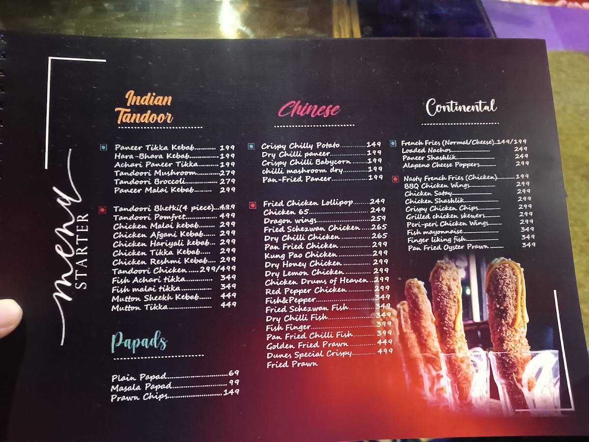 Dunes Café menu