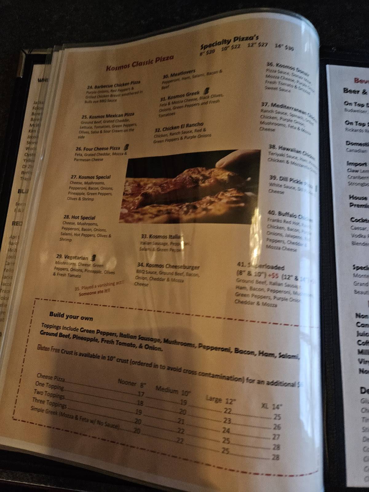 Menu de Kosmos Restaurant & Lounge