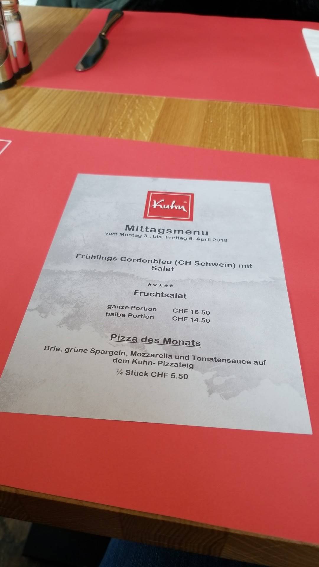 Menu di Kuhn Back & Gastro AG 