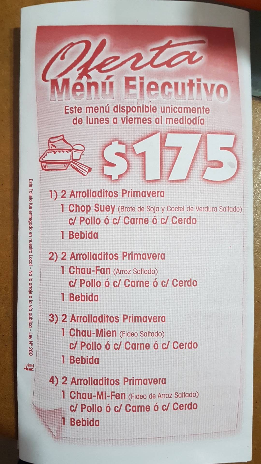 Carta del restaurante Kwom Yuen Rotisería China Argentina