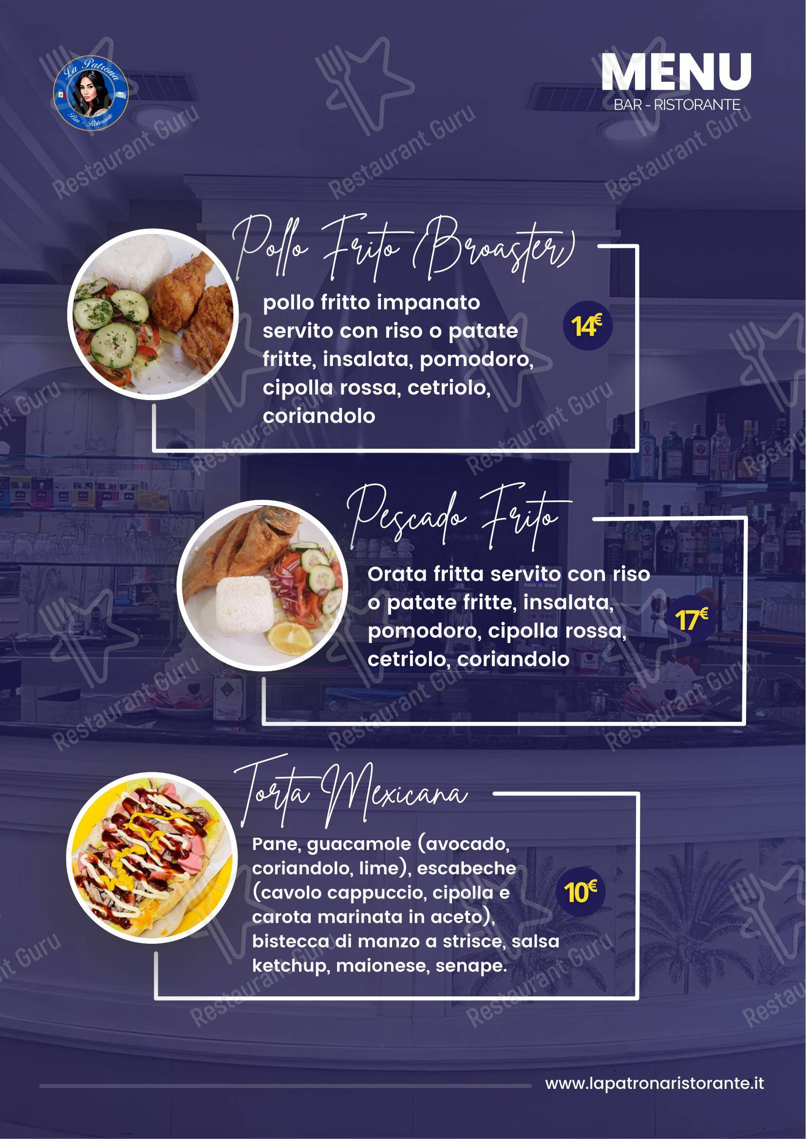 Menu per LA PATRONA in Milano