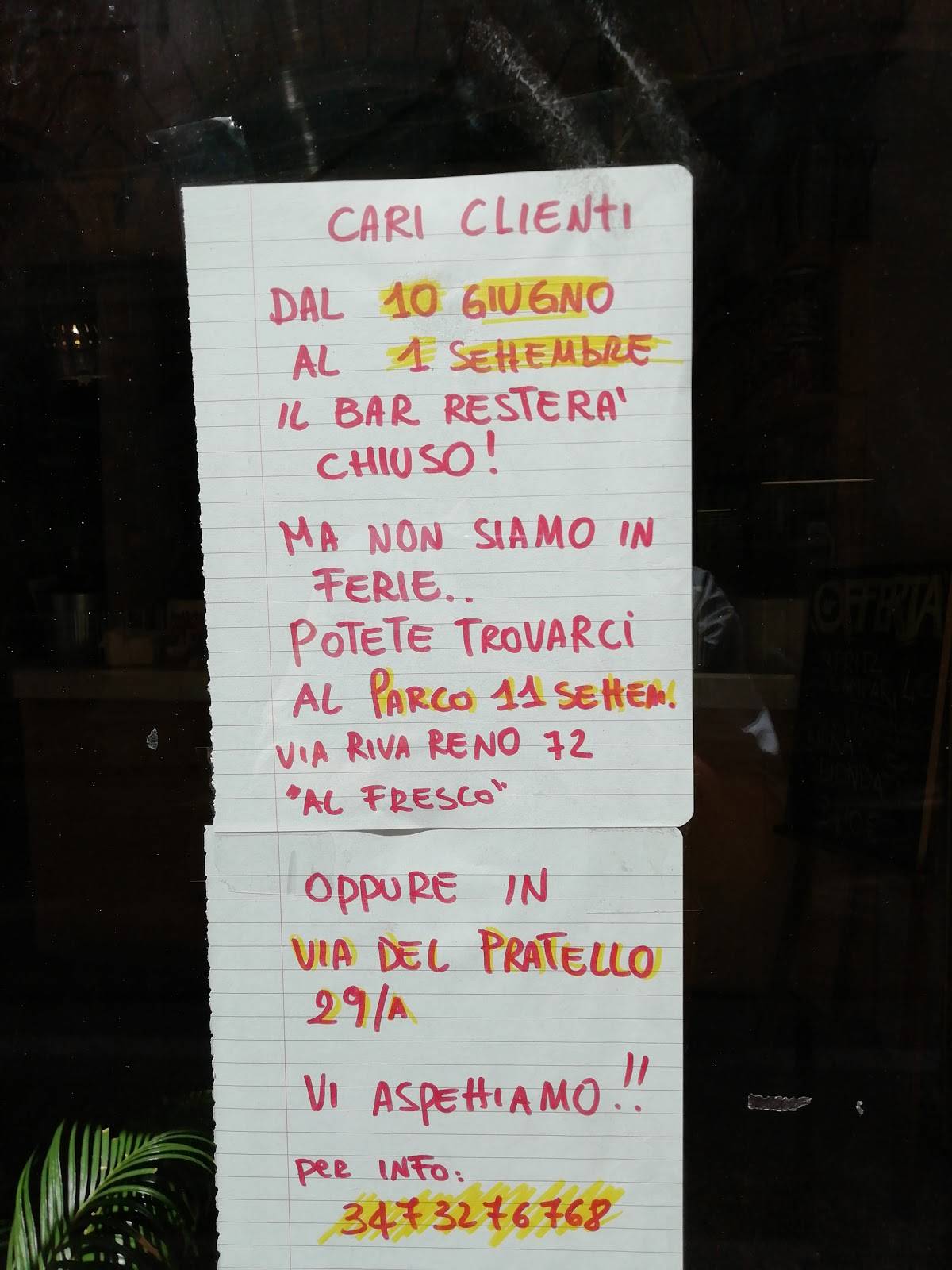Menu di L'Altro Spazio 
