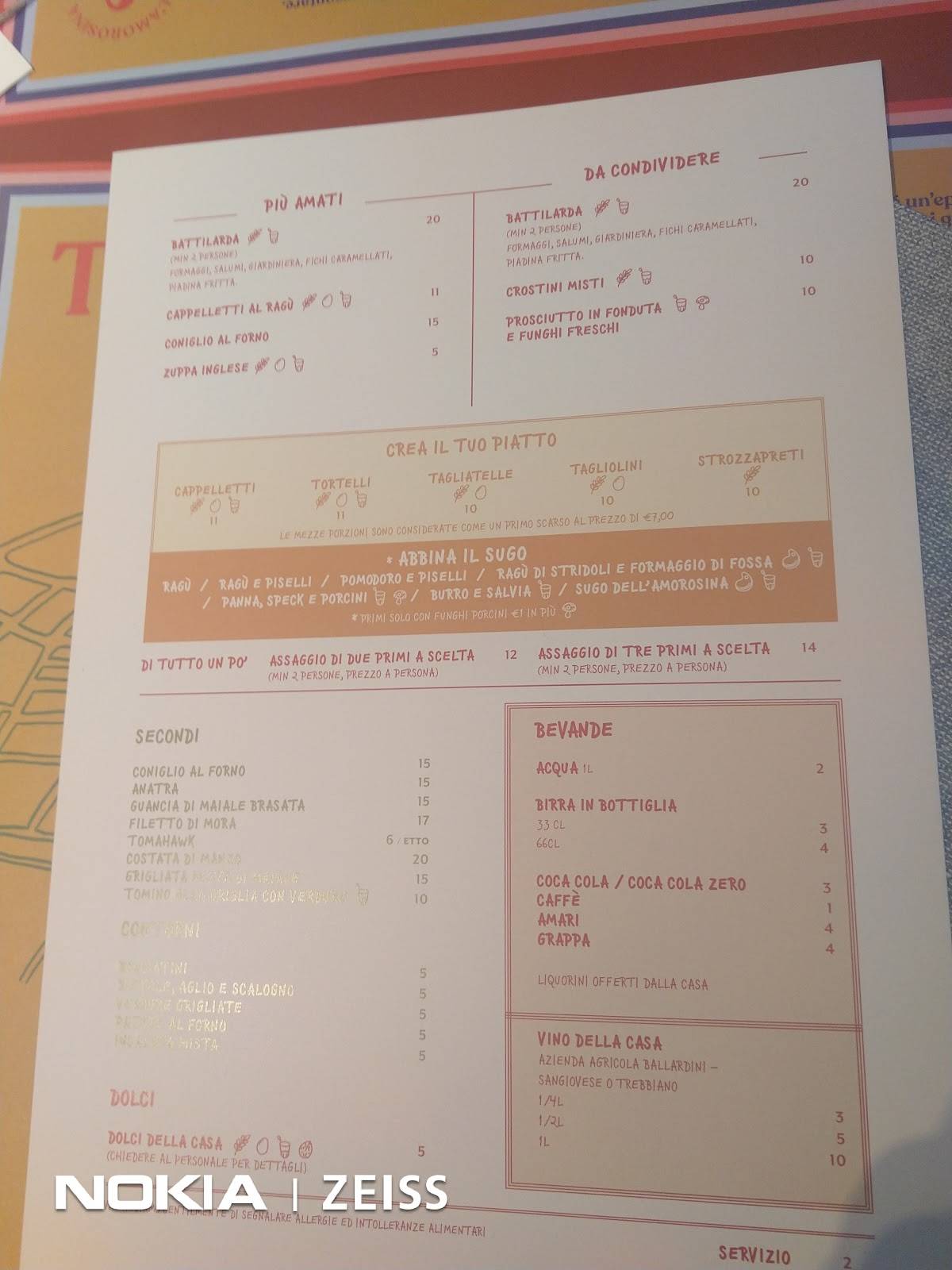 Menu di L'Amorosina 