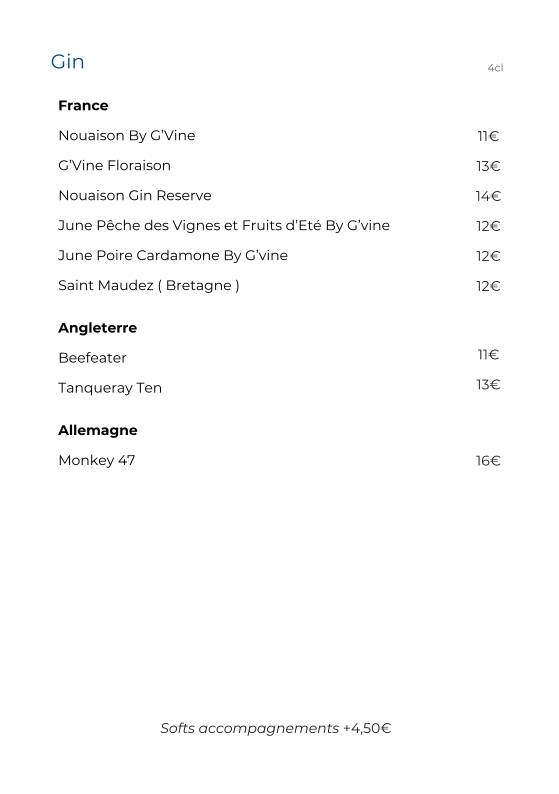 Menu de L'Archipel