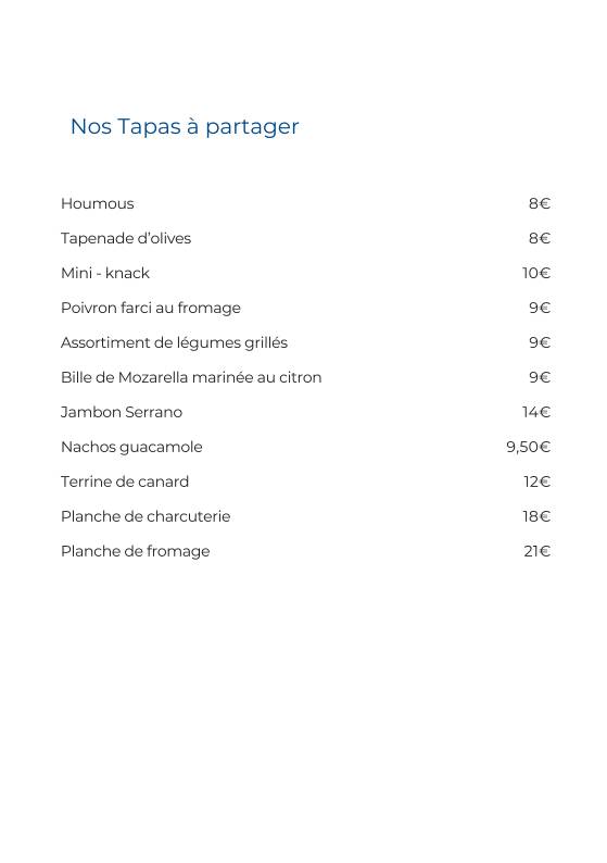 Menu de L'Archipel