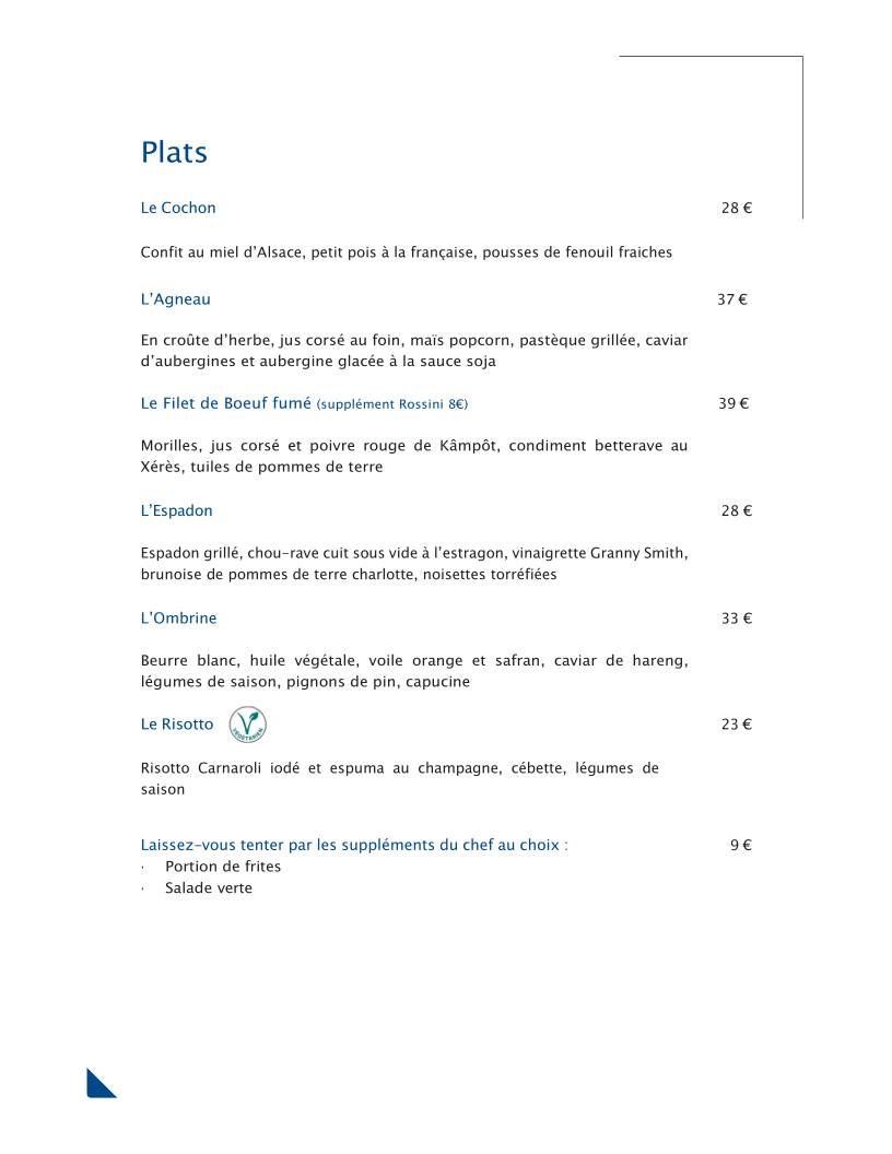 Menu de L'Archipel