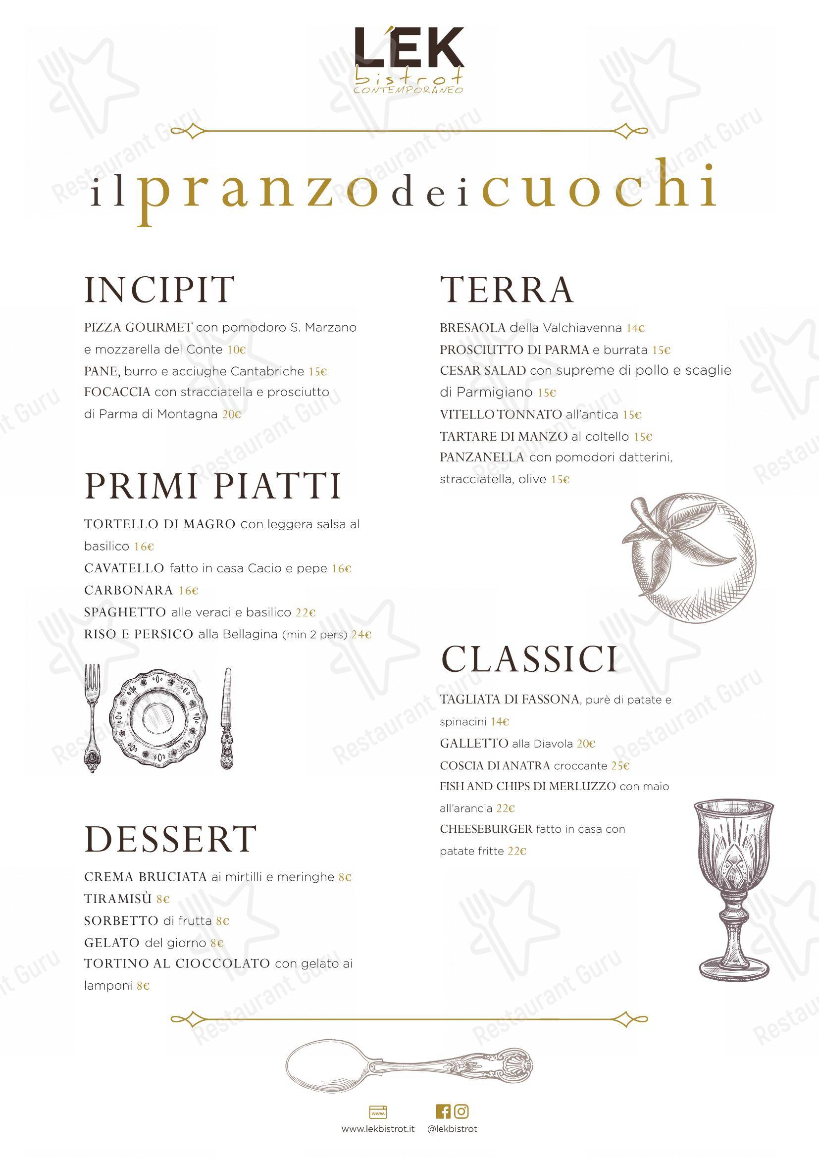 Основное меню per L'Ek Bistrot in Lecco