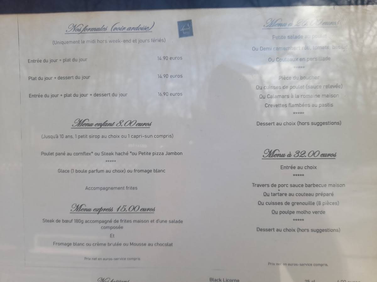 Menu de L'INTERVALLE