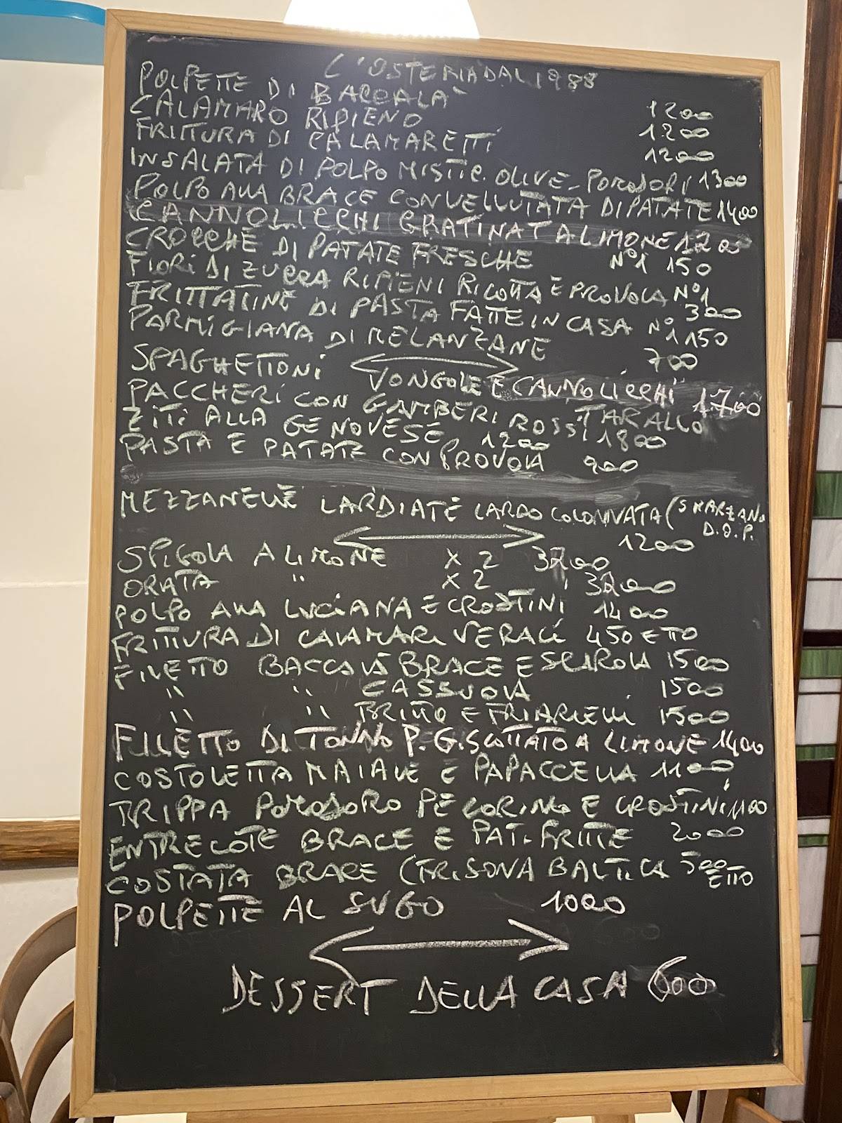 Menu di L'Osteria 