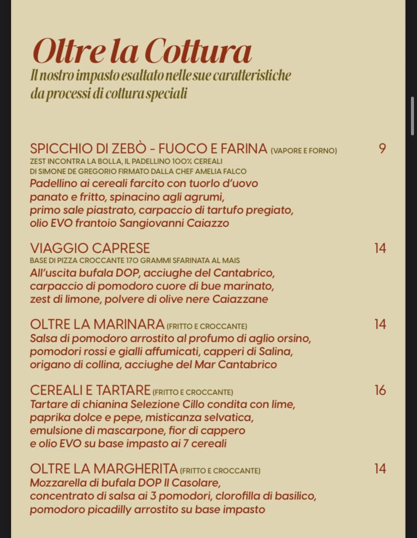 Menu di La Bolla 