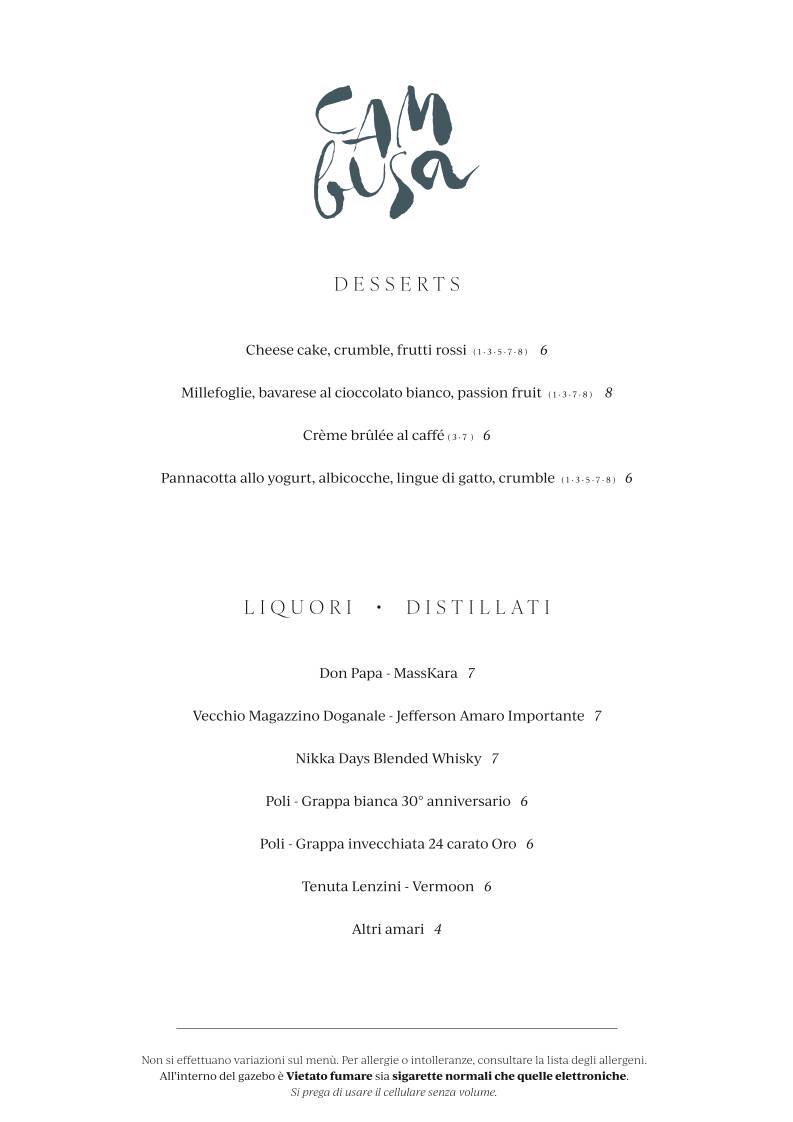 Menu di La Cambusa 
