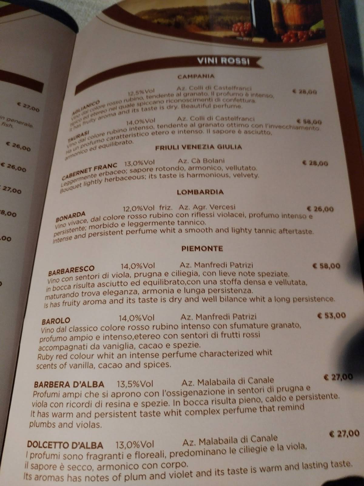 Menu di La Darsena Ristorante Pizzeria Como 