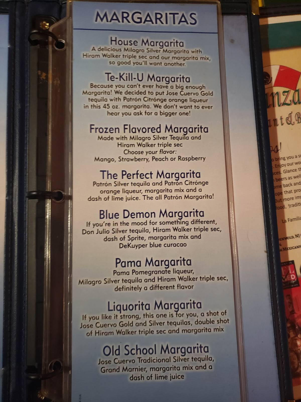 Menu at La Esperanza restaurant, Lindenwold