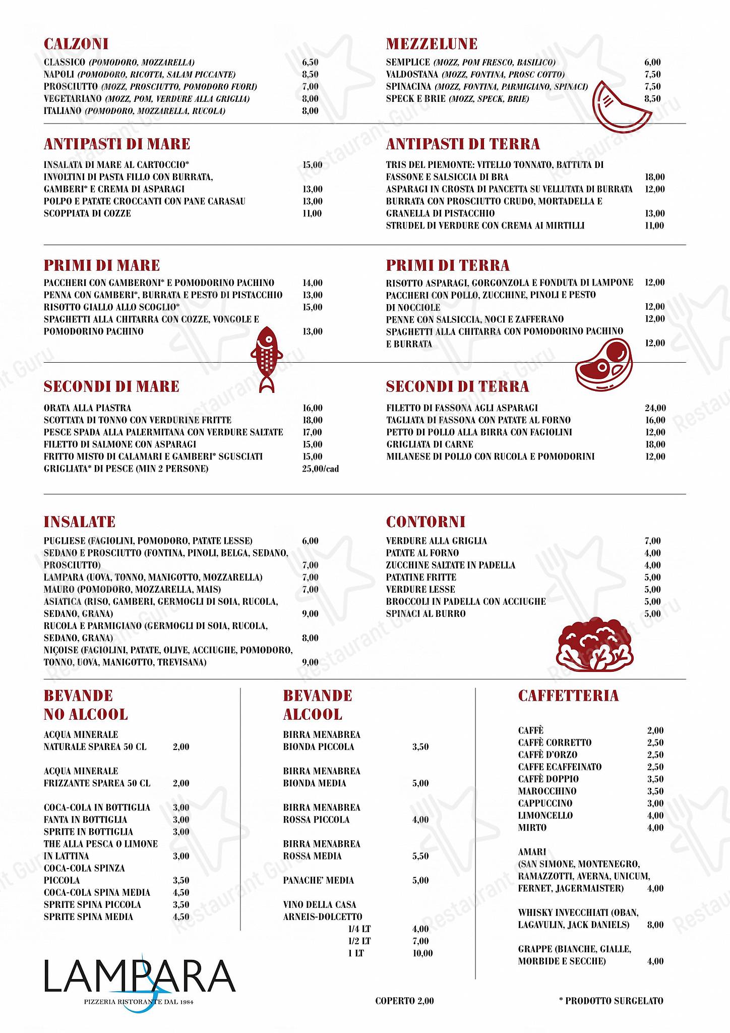 La Lampara in Torino - Lunch Menu