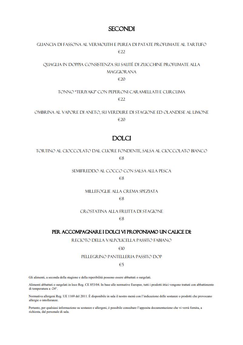 Menu di La Locanda dell'Angelo 