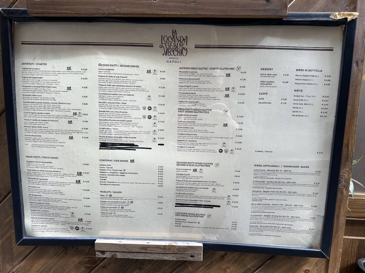 Menu di La Locanda Gesù Vecchio Civico 4 