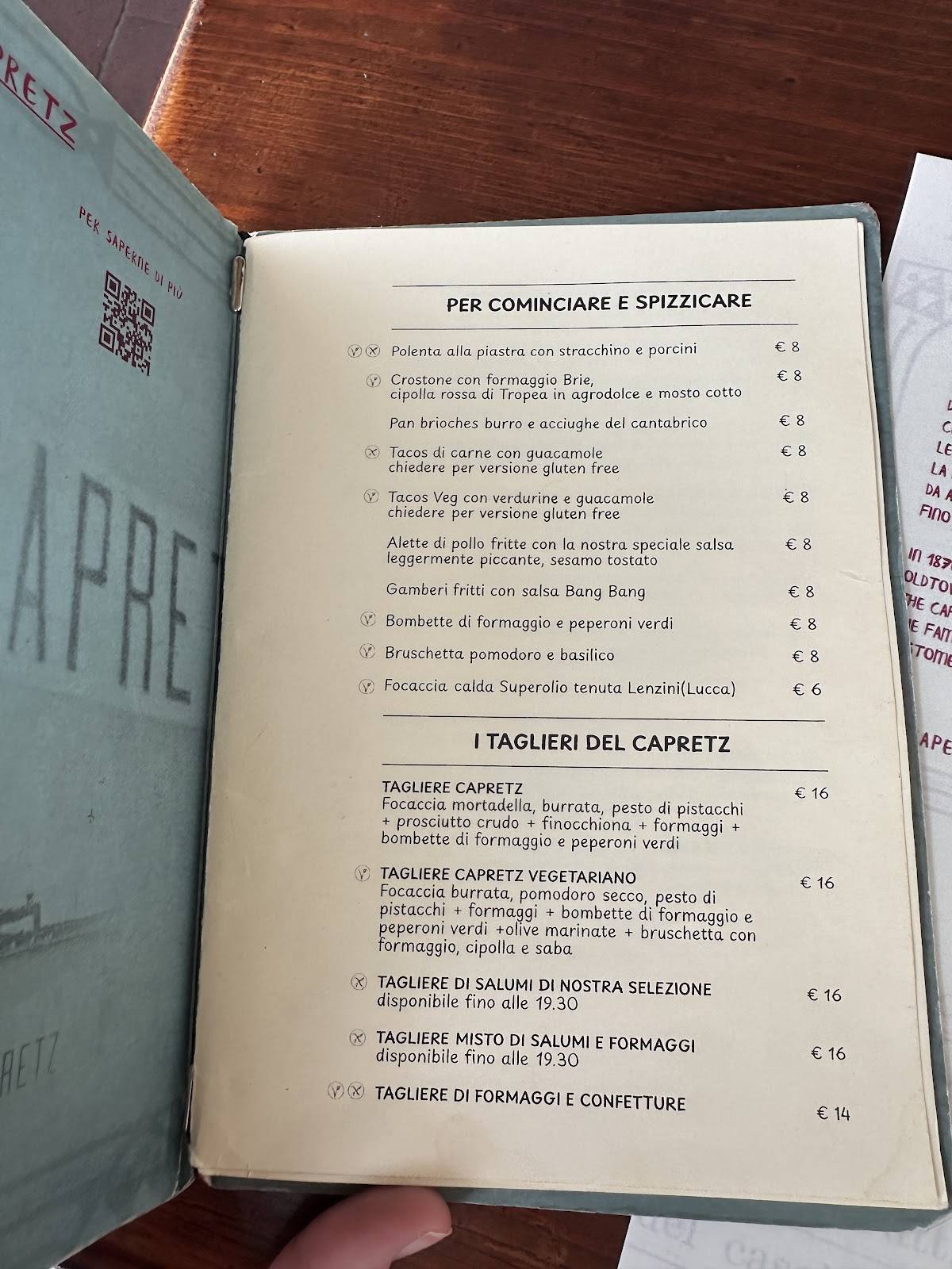 Menu di La Loggia del Capretz Bistrot 