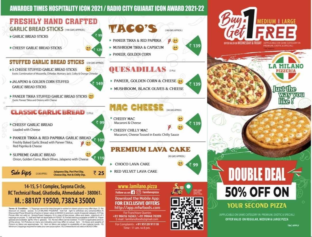 La Milano Pizzeria menu