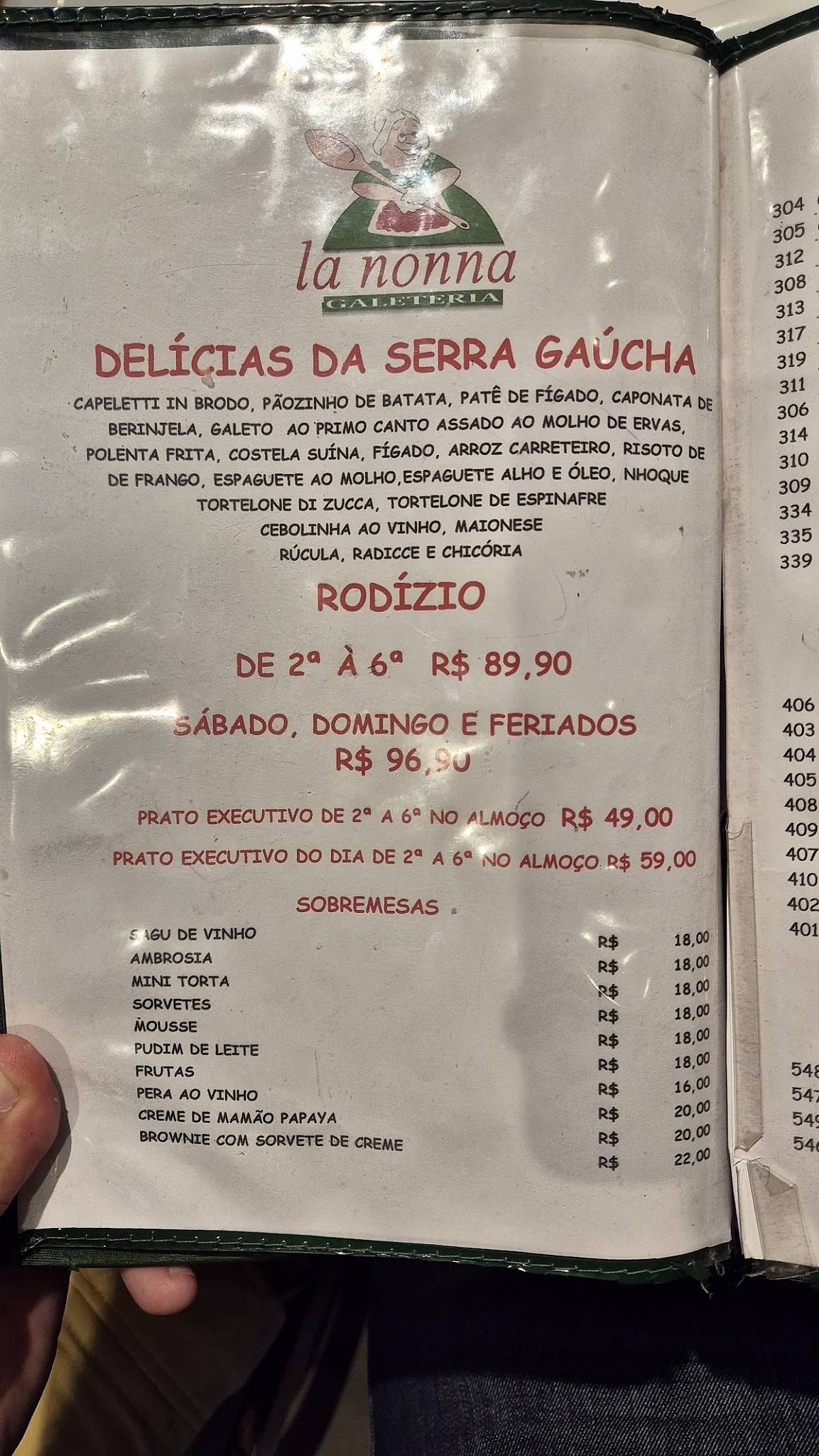 La Nonna Galeteria cardápio