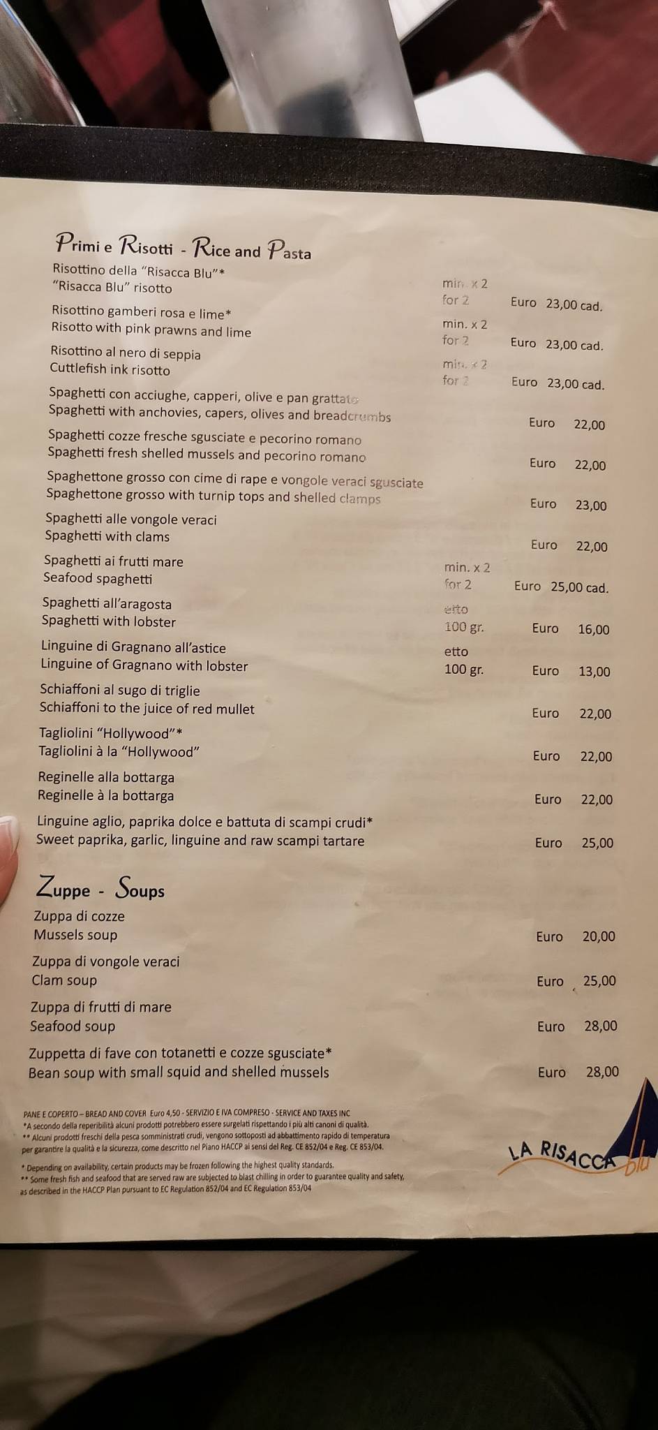 Menu di La Risacca Blu 