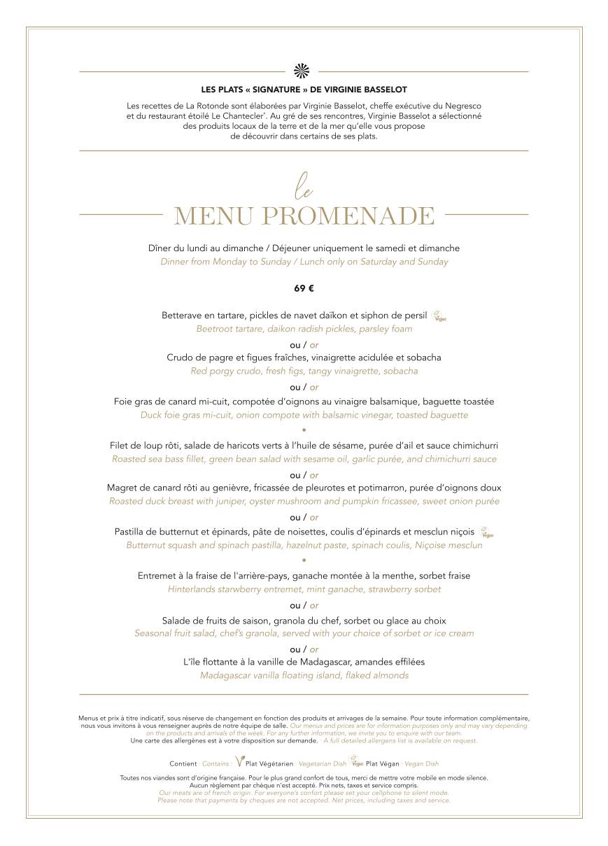 Menu de La Rotonde