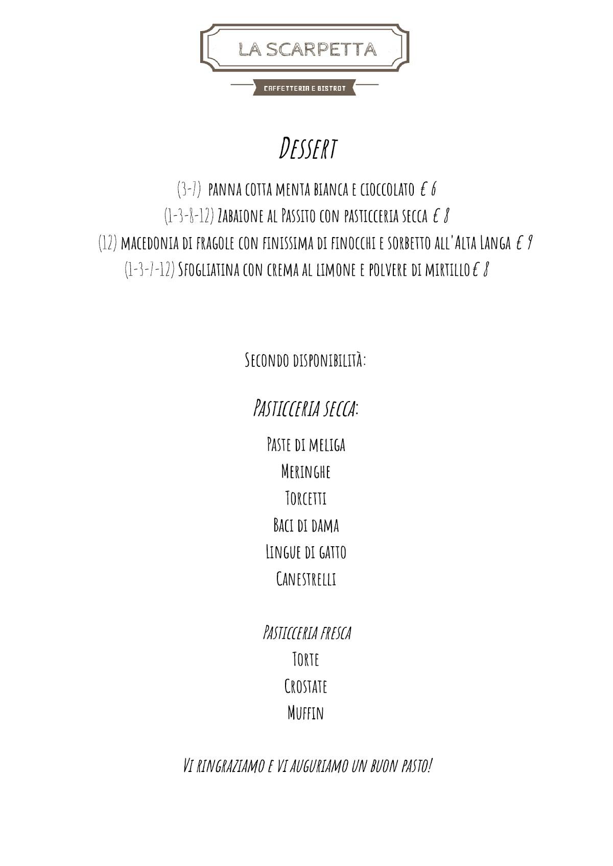 Menu di La Scarpetta 