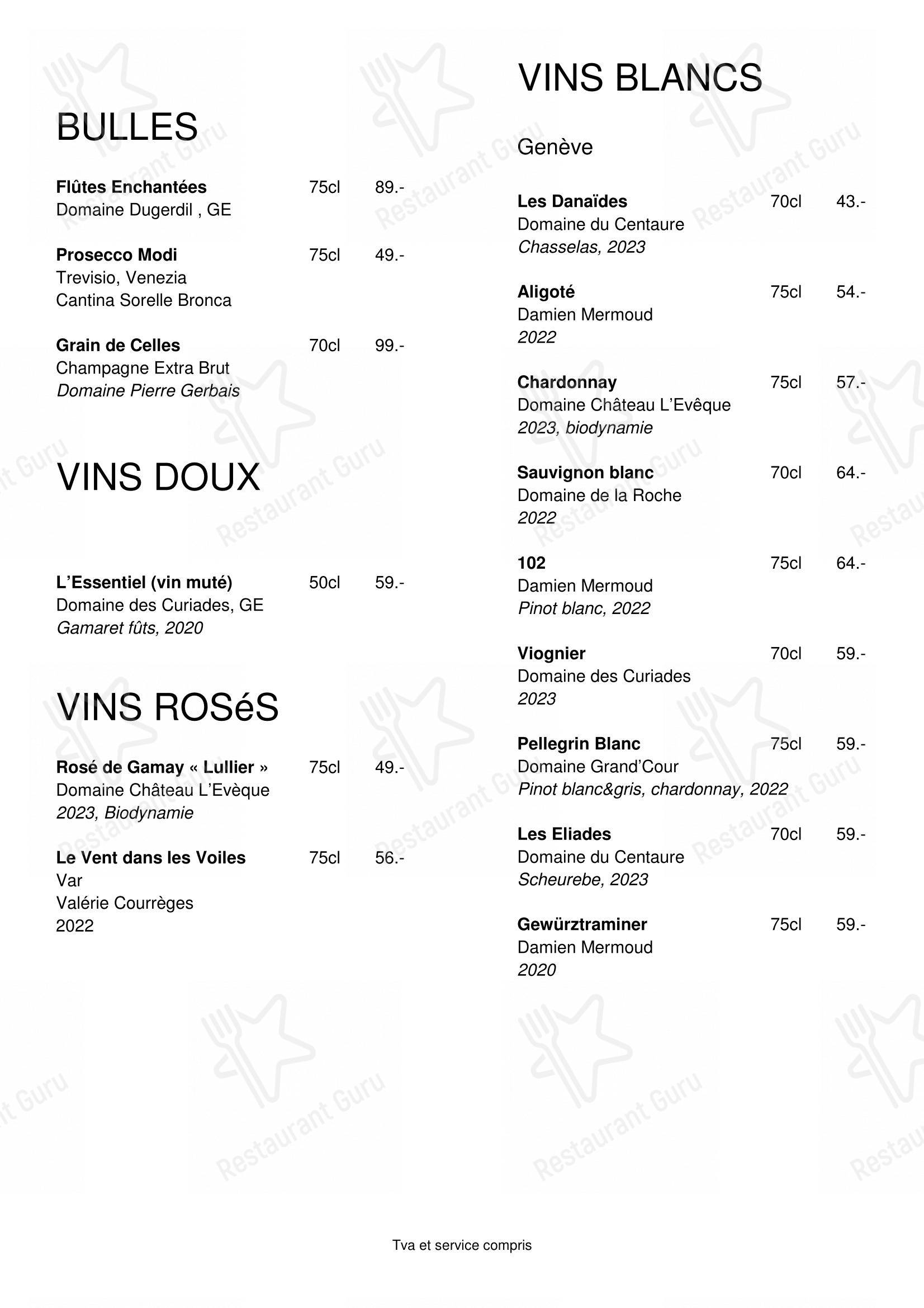 菜单 per La Tanière ristorante