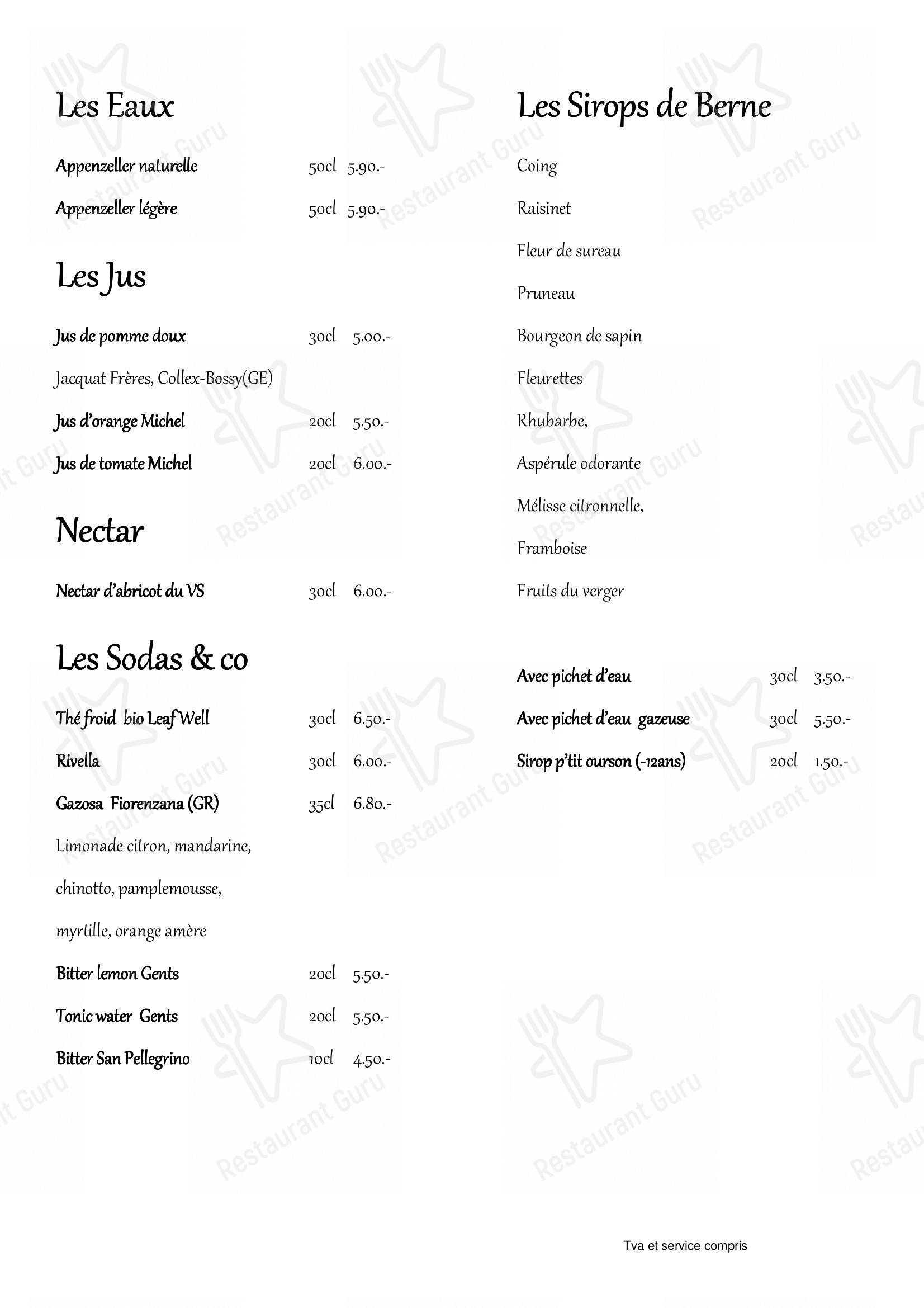 Menu di La Tanière - Основное меню