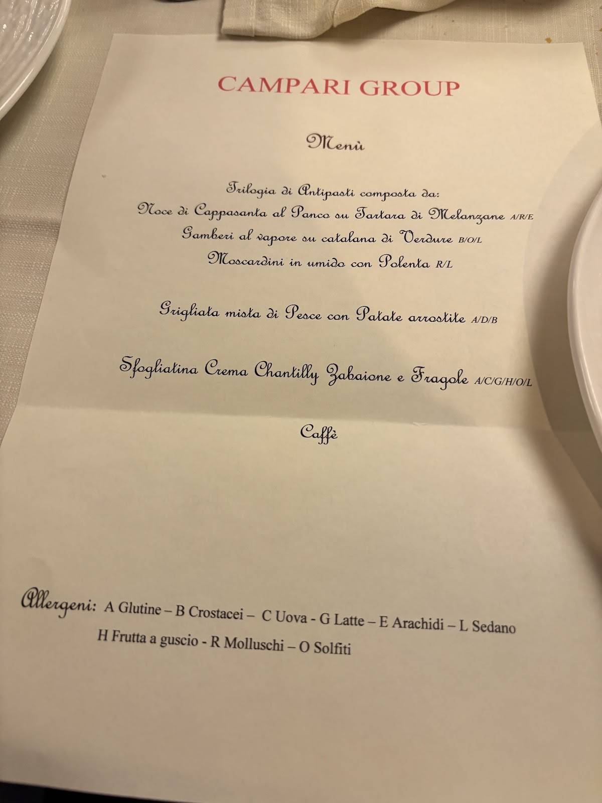 Menu di La Taverna da Oreste 