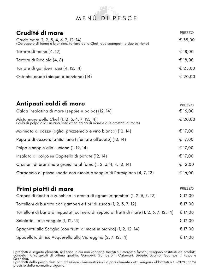 Menu di La Taverna della Rocca 