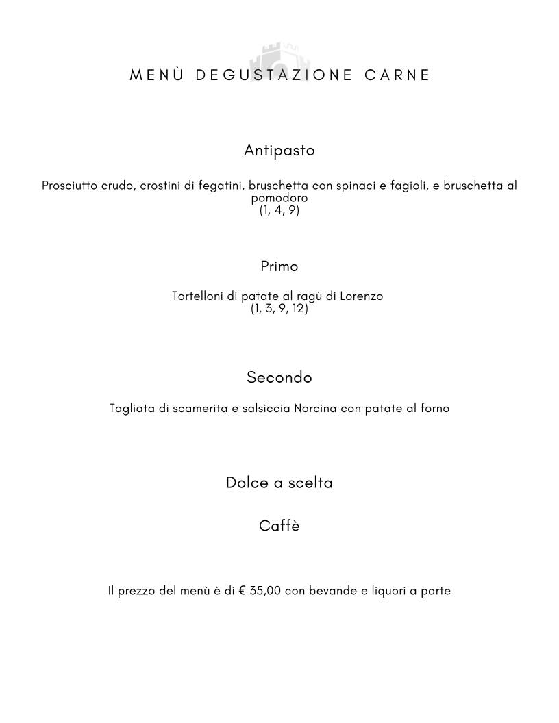Menu di La Taverna della Rocca 