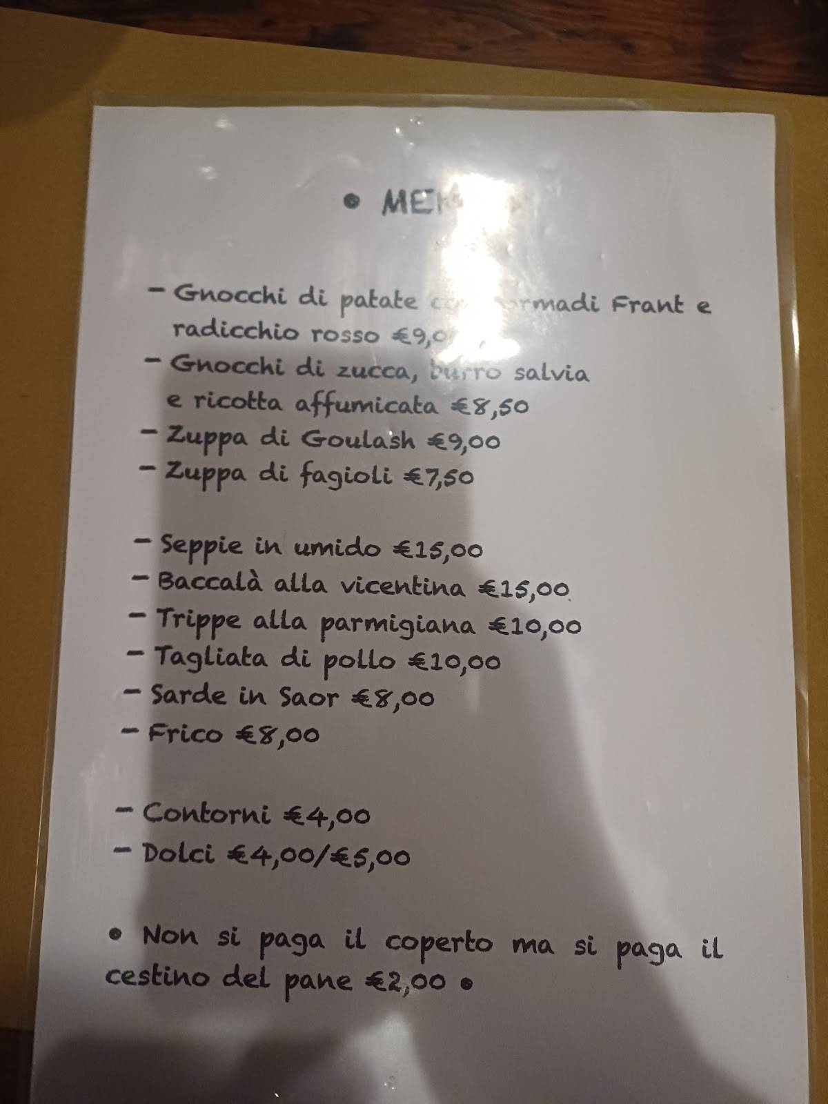 Menu di La Tavernetta di Rosmery Copparoni...Osteria 